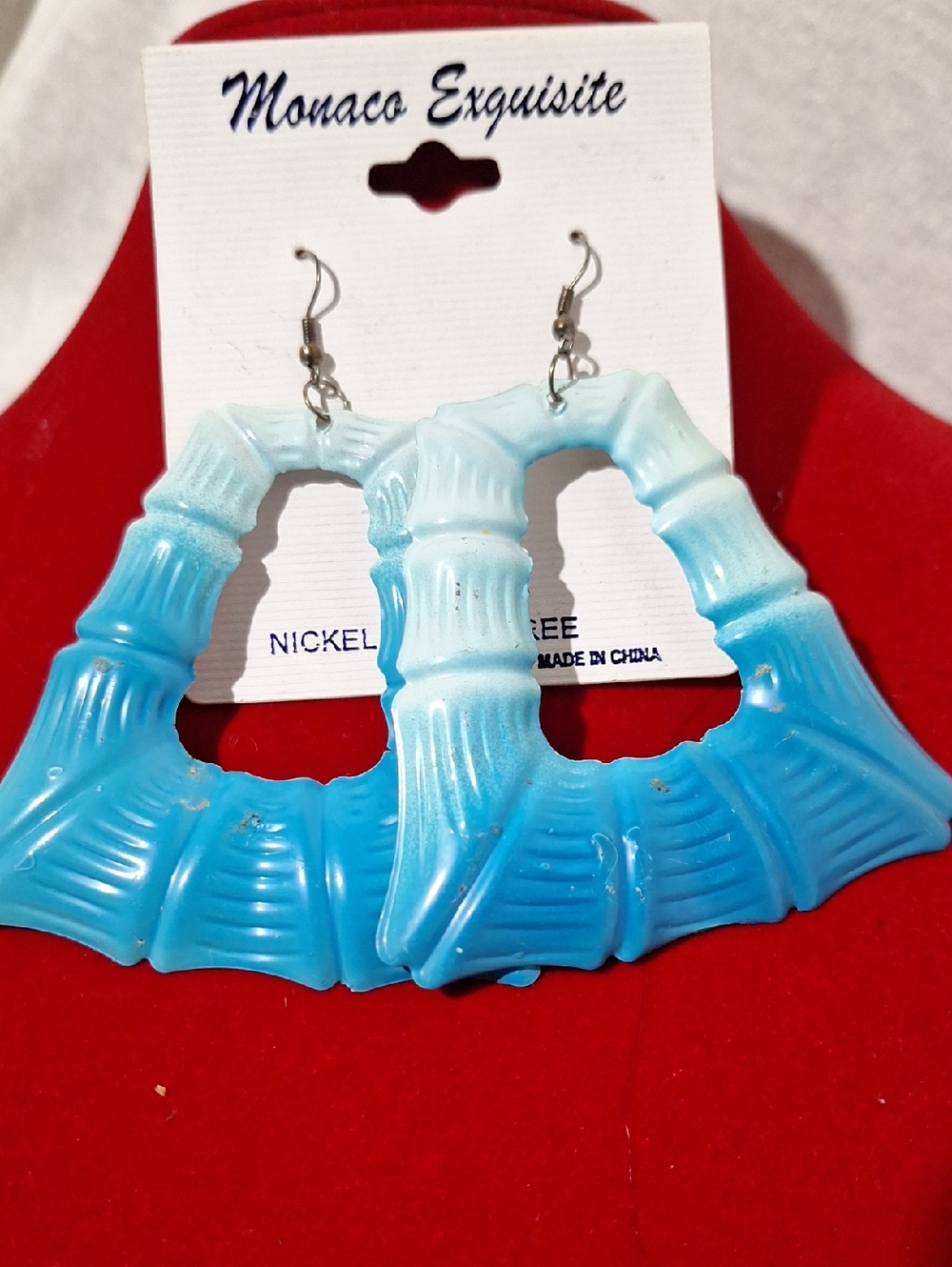 Monaco Exquisite Blue Ombre Bamboo Hoop Earrings - Picture 3 of 3